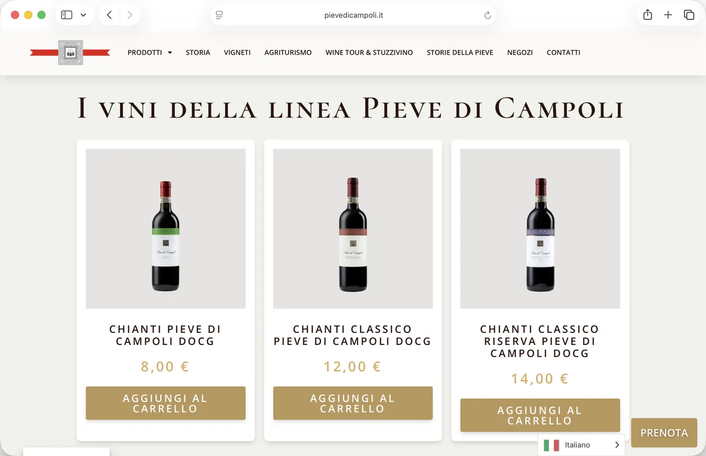 Anteprima del negozio online La Pieve di Campoli, con i vini della linea