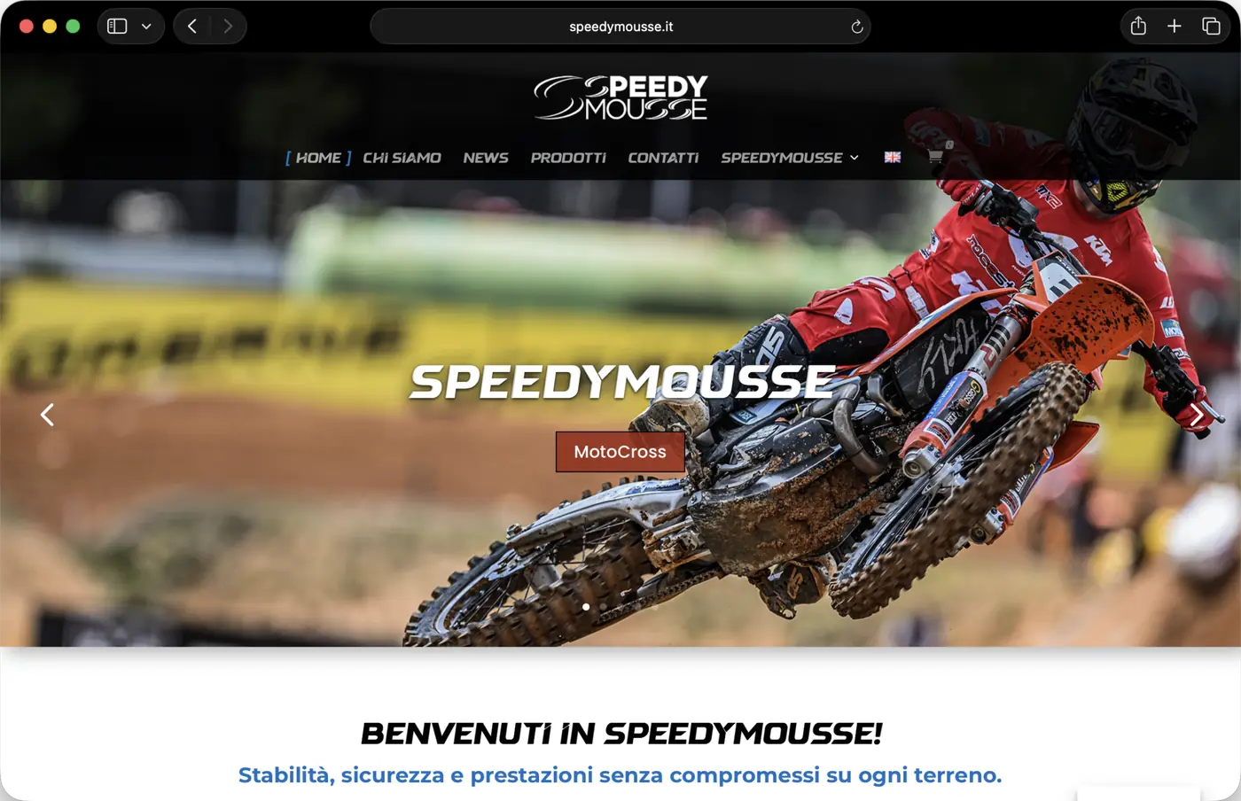 Anteprima della home del sito SpeedyMousse, dedicato al motocross